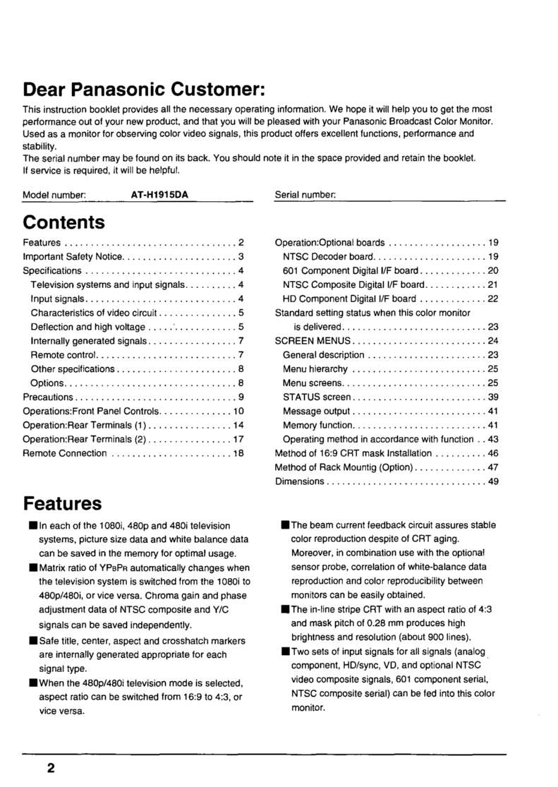 Panasonic ATH1915DAOM Universal Remote Control Operating Manual