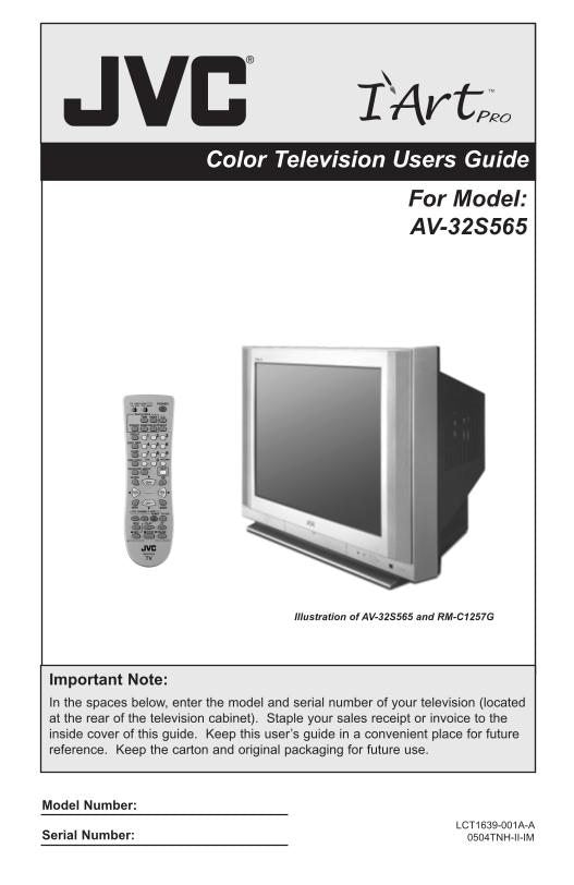 JVC AV32 S 565 TV Operating Manual