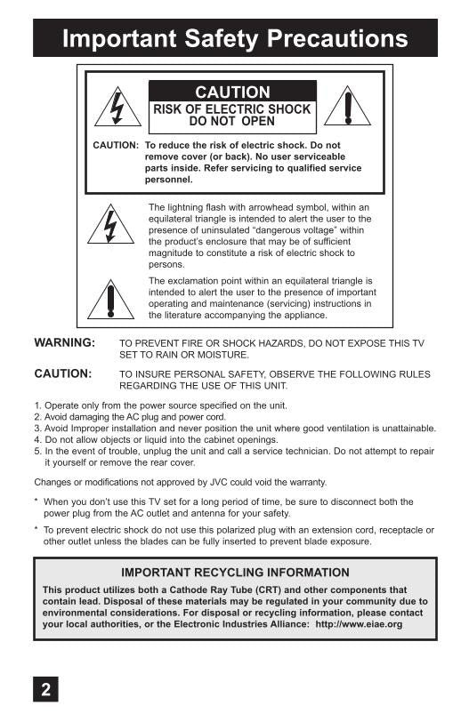 JVC AV32 S 565 TV Operating Manual