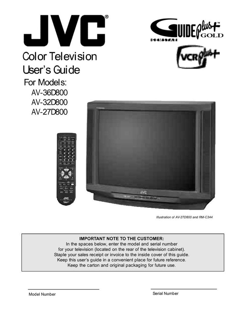 JVC AV27 D 800 800A AV32 TV/VCR Combo Operating Manual