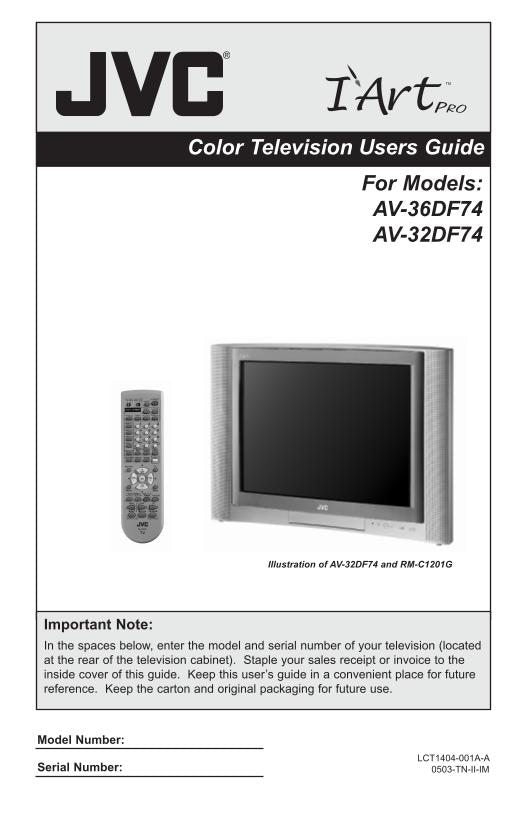 JVC AV32 DF 74 AV36 TV Operating Manual