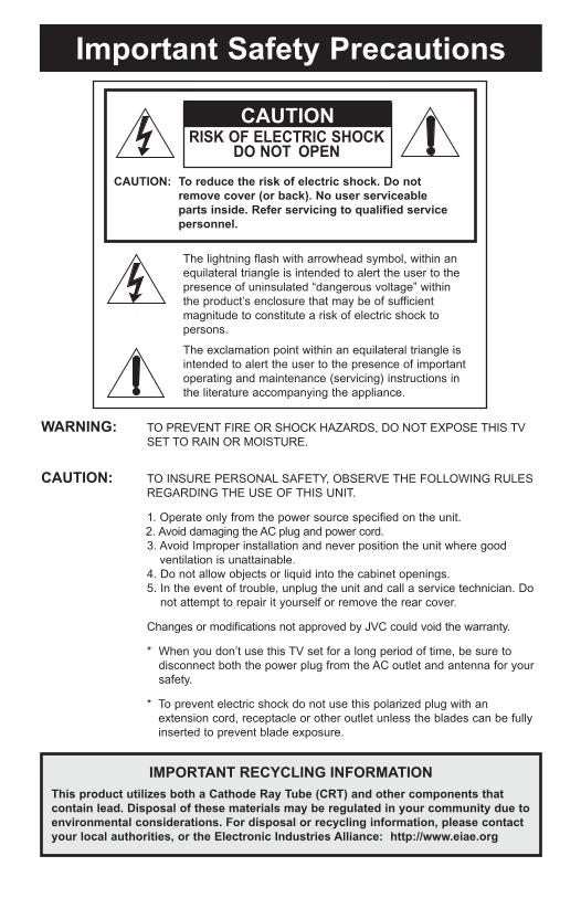 JVC AV32 DF 74 AV36 TV Operating Manual
