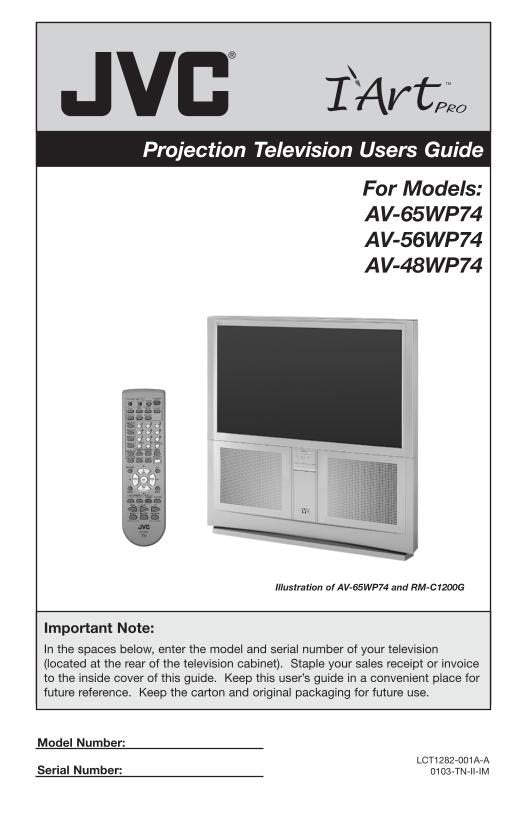 JVC AV48 WP 74 AV56 AV65 TV Operating Manual