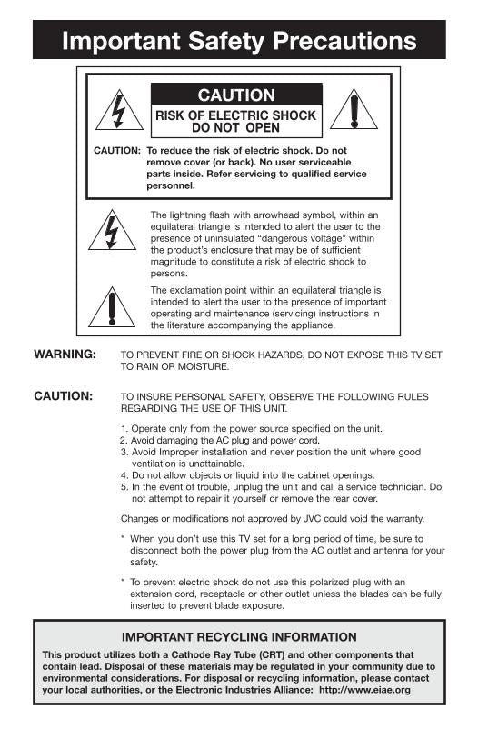 JVC AV48 WP 74 AV56 AV65 TV Operating Manual