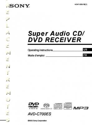 Sony AVDC700 ES Audio/Video Receiver Operating Manual