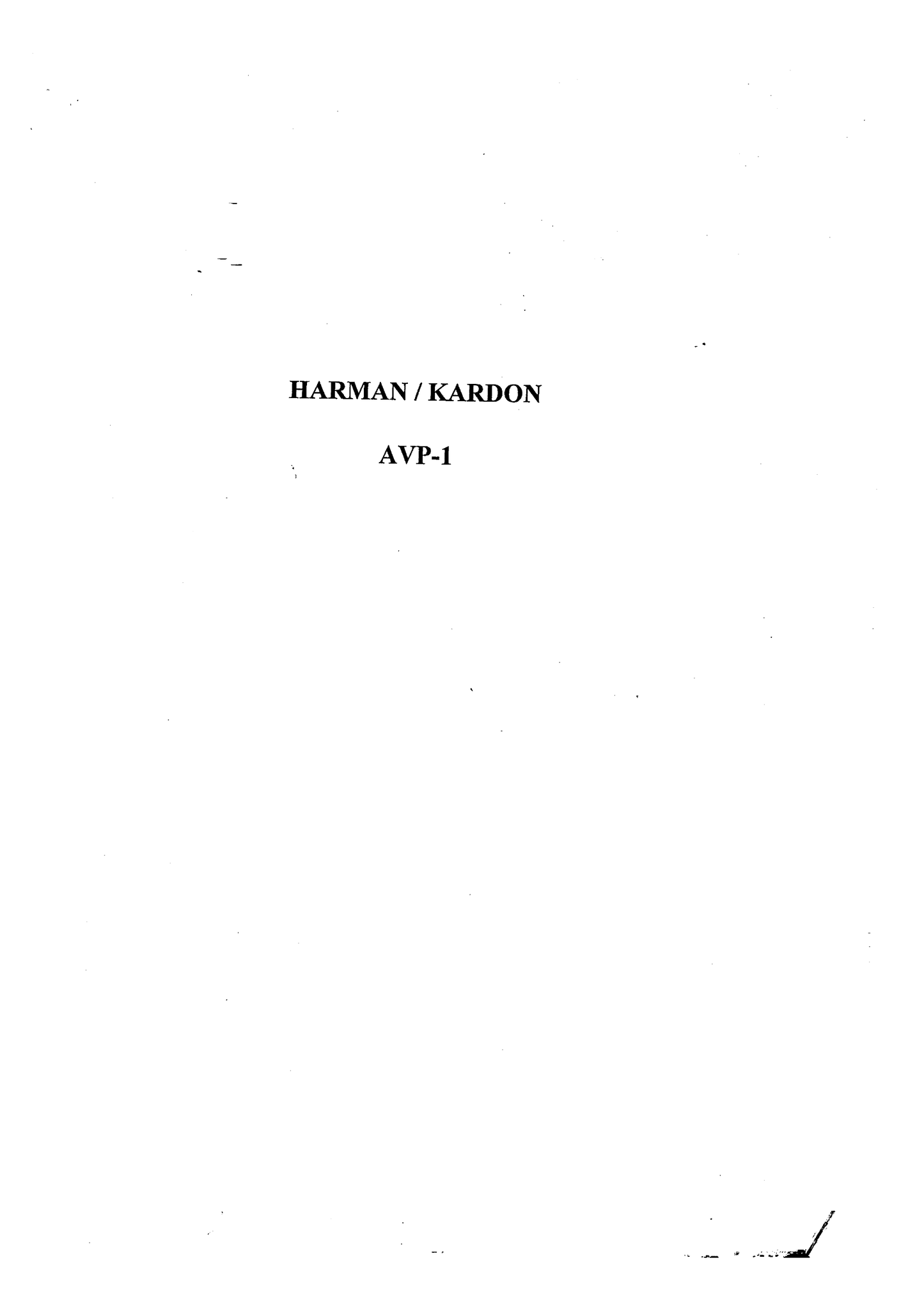 Harman/ Kardon AVP-1 (Model 3) Receiver Service Manual (Pages: 52)