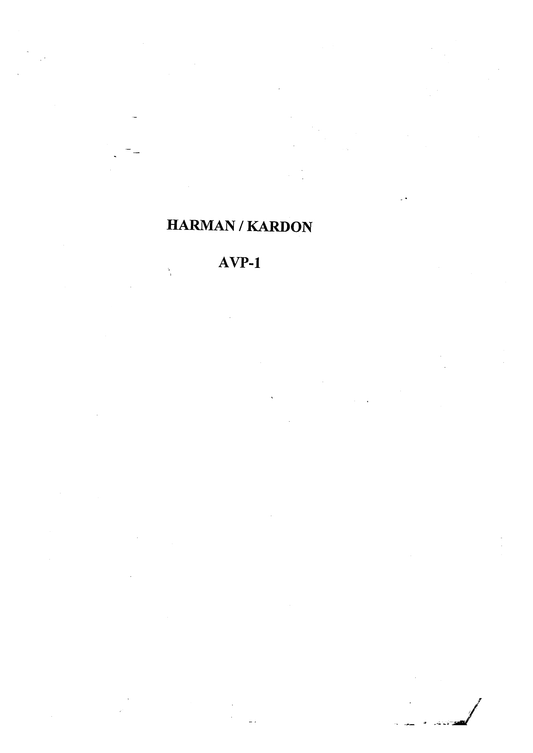 Harman/ Kardon AVP-1 (Model 3) Receiver Service Manual (Pages: 52)