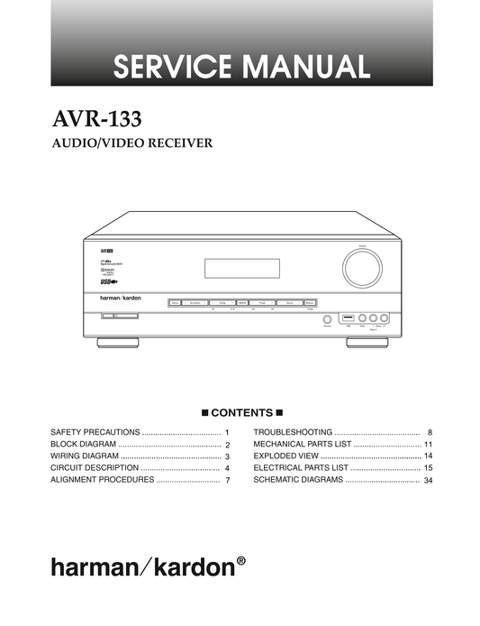 Harman/ Kardon AVR-133 AV Receiver Service Manual (Pages: 45)