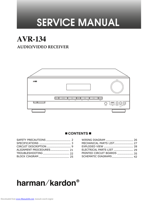 Harman/ Kardon AVR-134 AV Receiver Service Manual (Pages: 52)