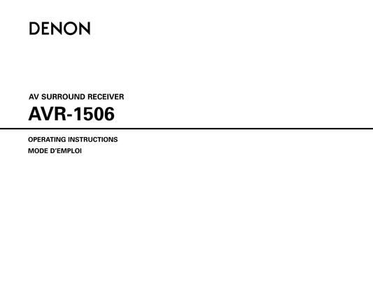 Denon AVR-1506 AV Receiver Owner's/ User Manual (Pages: 53)