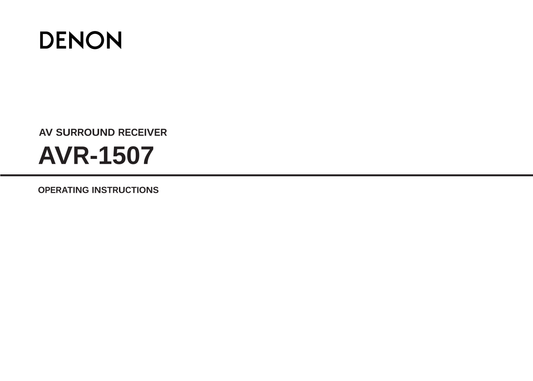 Denon AVR-1507 AV Receiver Owner's/ User Manual (Pages: 60)