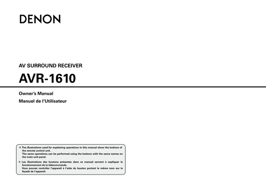 Denon AVR-1610 AV Receiver Owner's/ User Manual (Pages: 67)