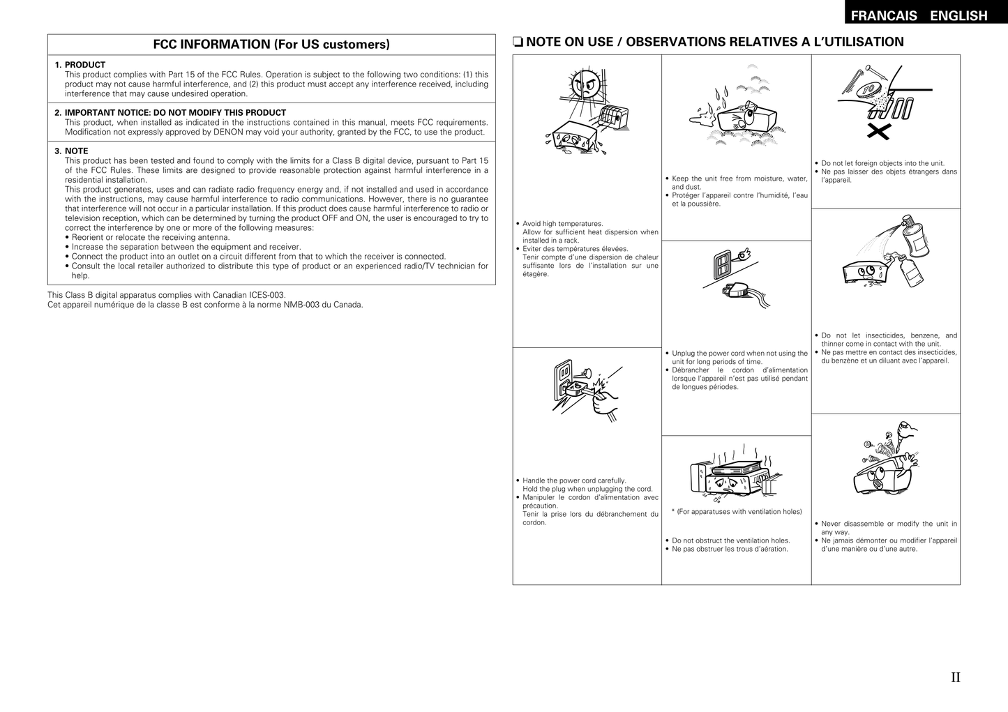 Denon AVR-1610 AV Receiver Owner's/ User Manual (Pages: 67)