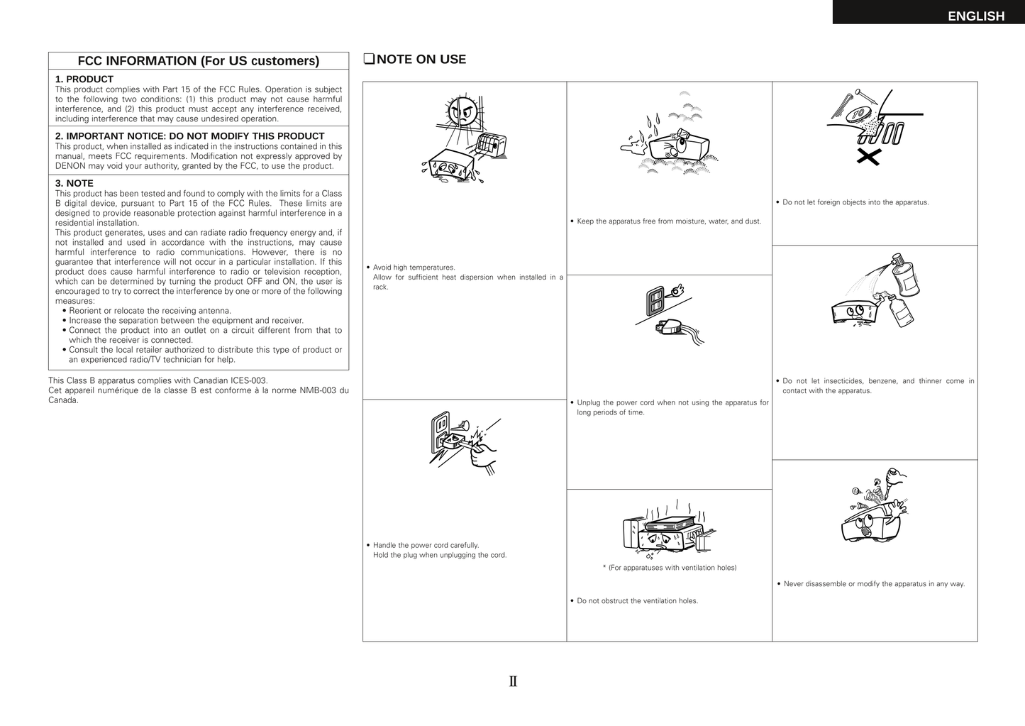 Denon AVR-1707 AV Receiver Owner's/ User Manual (Pages: 64)