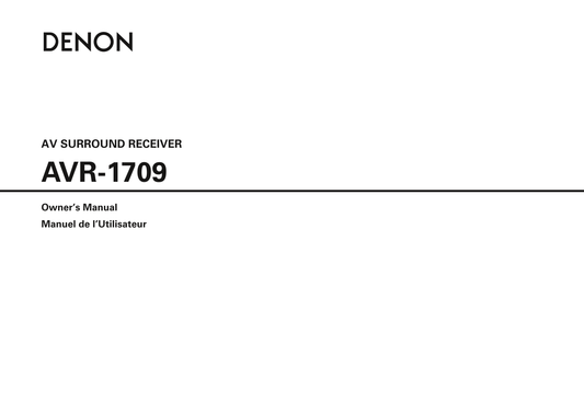Denon AVR-1709 AV Receiver Owner's/ User Manual (Pages: 72)