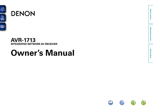 Denon AVR-1713 AV Receiver Owner's/ User Manual (Pages: 134)