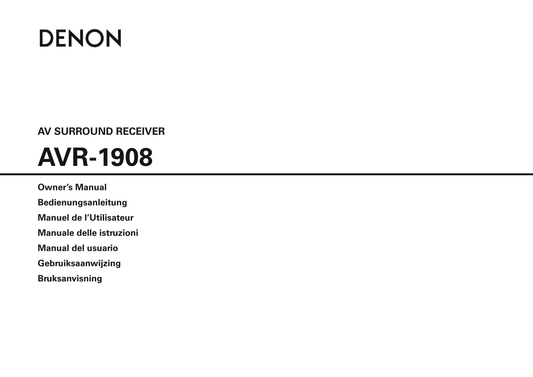 Denon AVR-1908 AV Receiver Owner's/ User Manual (Pages: 72)