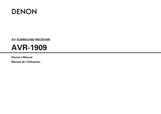 Denon AVR-1909 AV Receiver Owner's/ User Manual (Pages: 92)