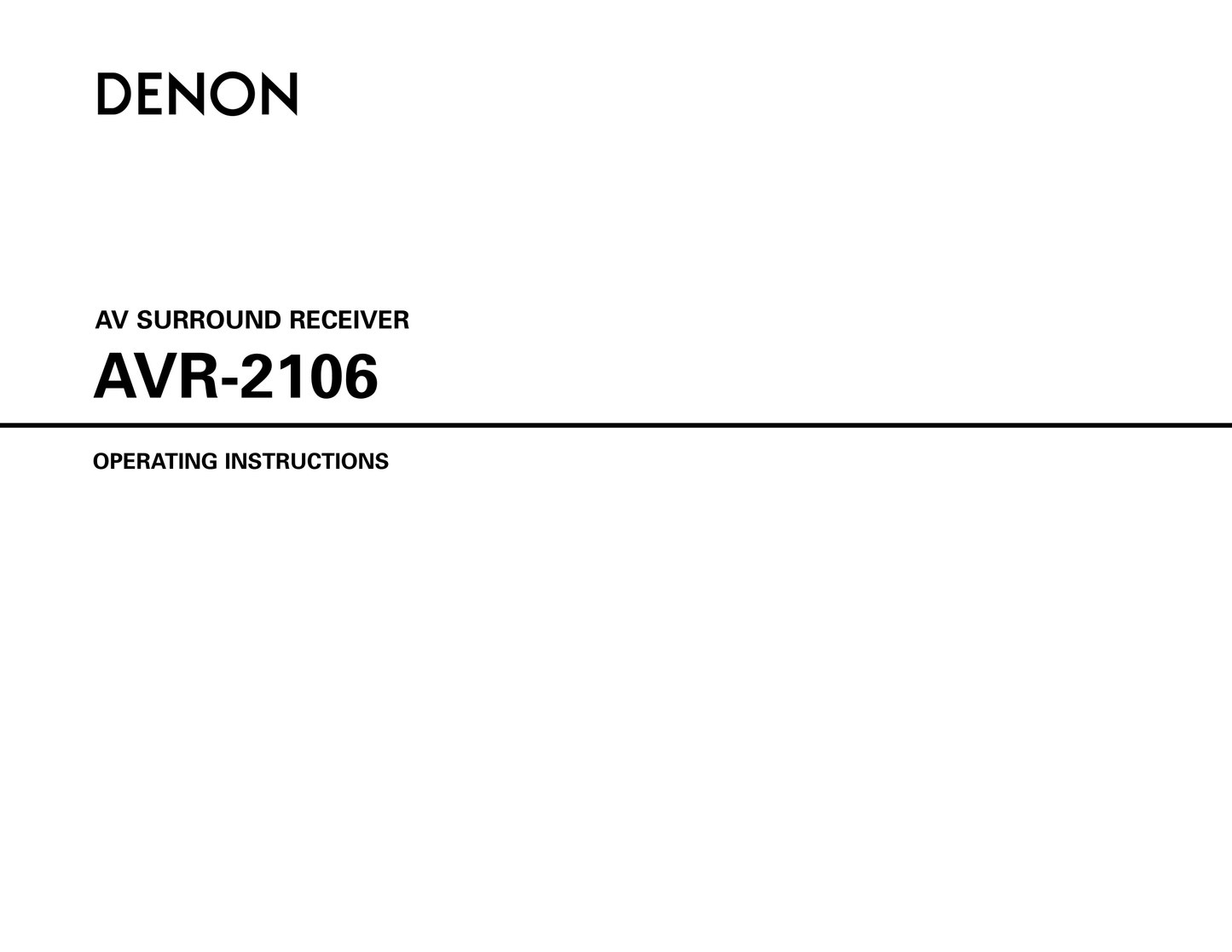 Denon AVR-2106 AV Receiver Owner's/ User Manual (Pages: 72)