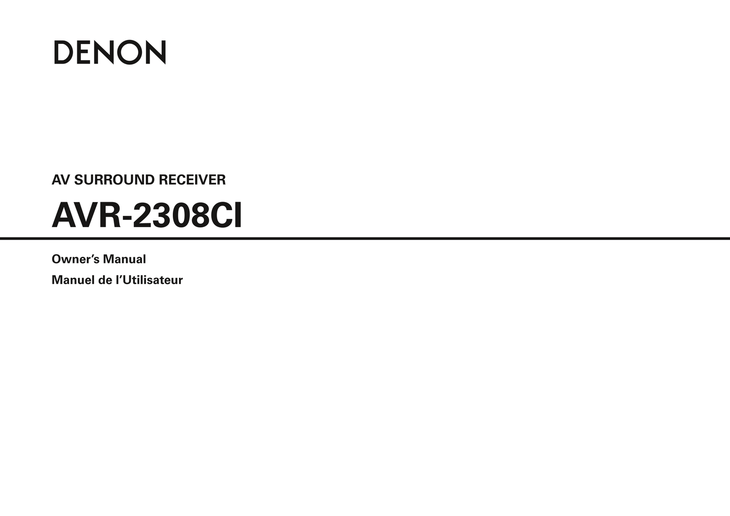 Denon AVR-2308CI AV Receiver Owner's/ User Manual (Pages: 77)