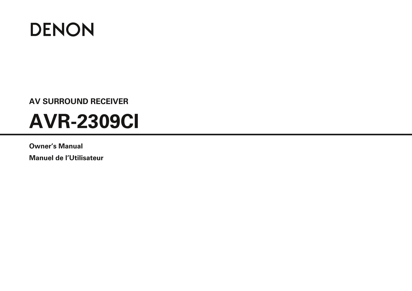 Denon AVR-2309CI AV Receiver Owner's/ User Manual (Pages: 82)