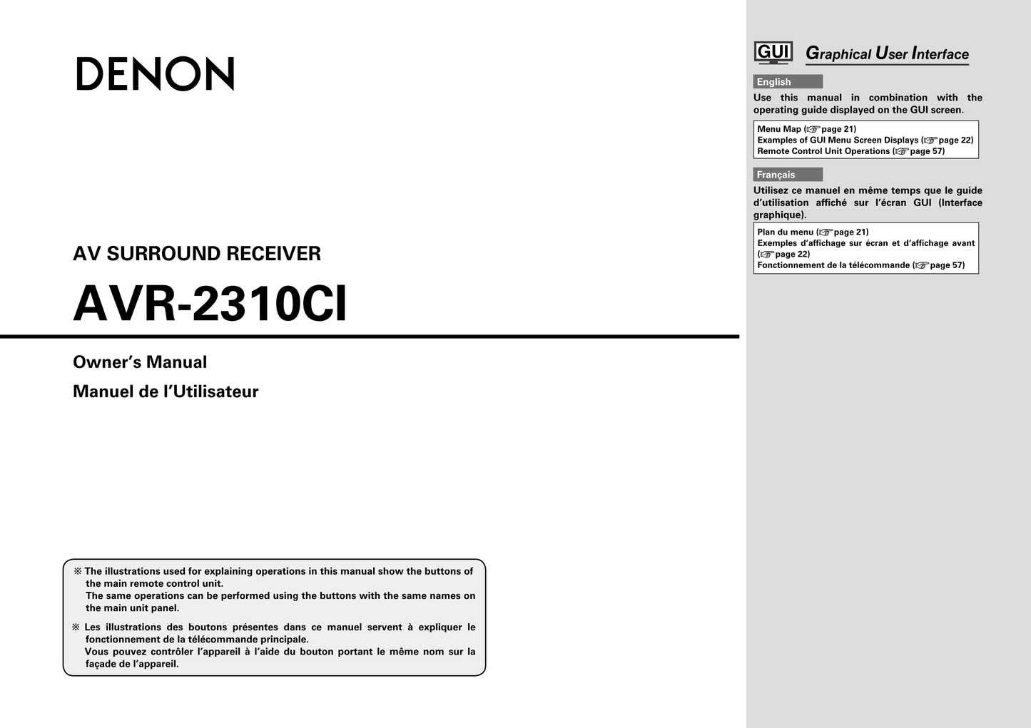 Denon AVR-2310 CI AV Receiver Owner's/ User Manual (Pages: 78)