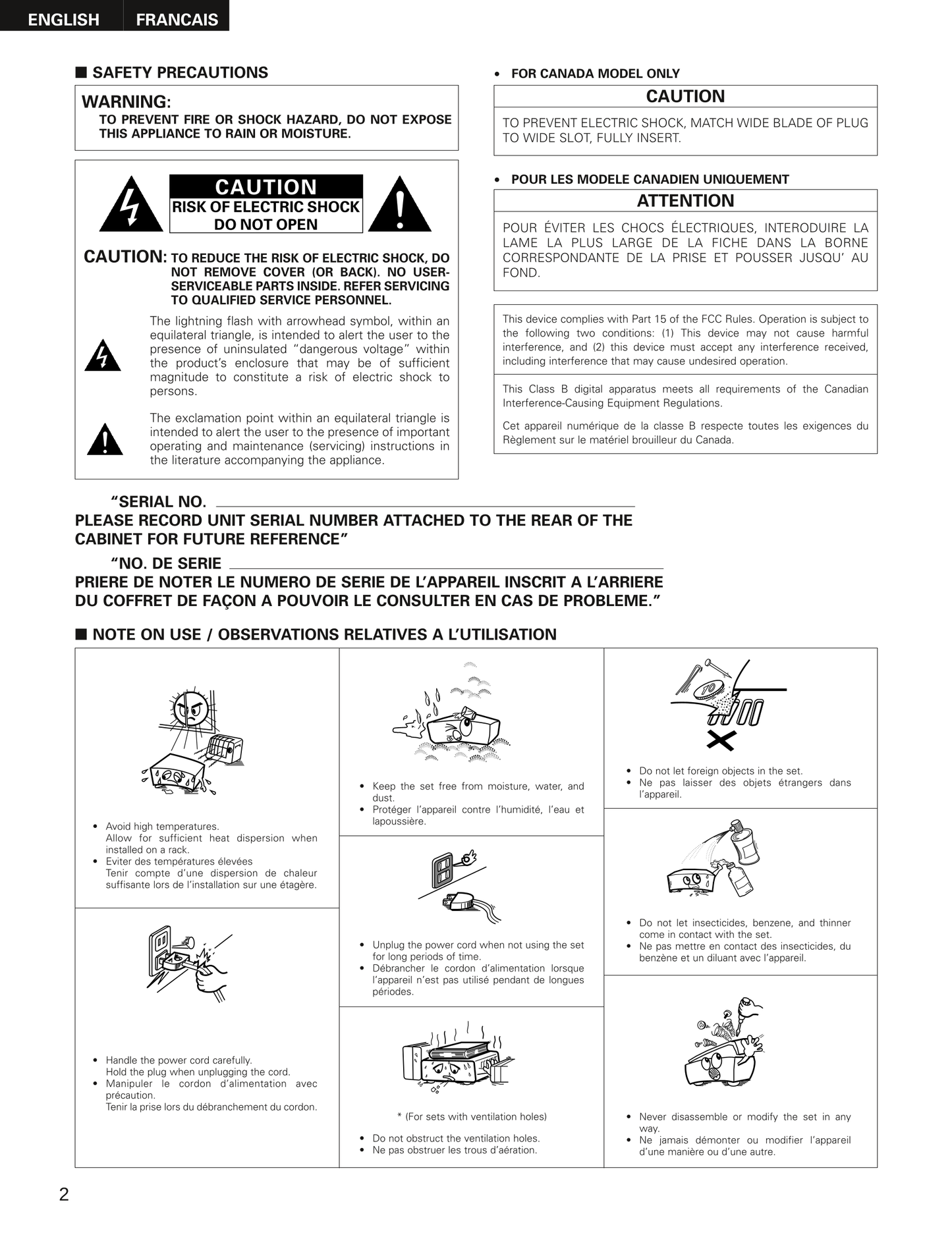 Denon AVR-2801 & AVR-981 AV Receiver Owner's/ User Manual (Pages: 54)