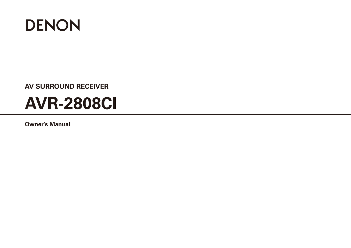 Denon AVR-2808CI AV Receiver Owner's/ User Manual (Pages: 93)