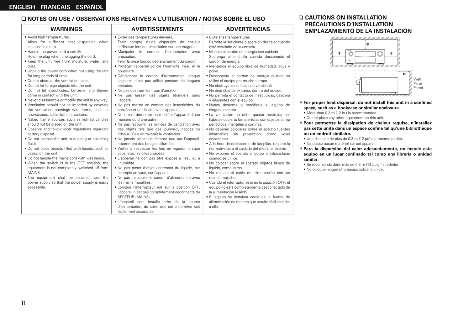 Denon AVR-3311CI AV Receiver Owner's/ User Manual (Pages: 123)