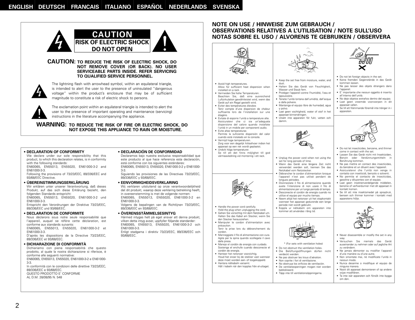 Denon AVR-3802 AV Receiver Owner's/ User Manual (Pages: 82)