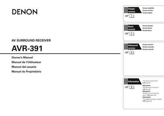 Denon AVR-391 AV Receiver Owner's/ User Manual (Pages: 56)