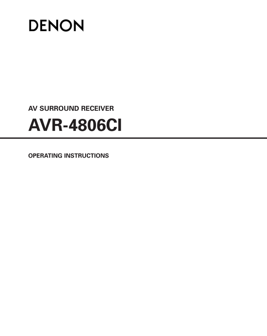 Denon AVR-4806CI AV Receiver Owner's/ User Manual (Pages: 202)