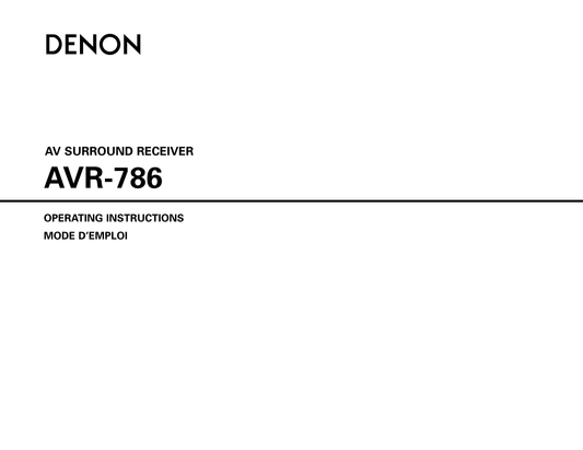 Denon AVR-786 AV Receiver Owner/ User Manual (Pages: 68)