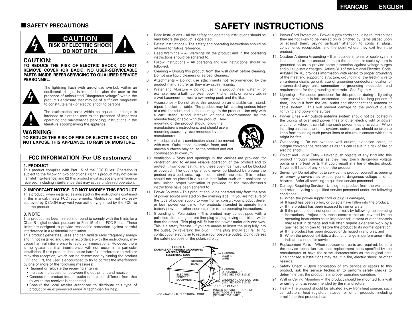 Denon AVR-786 AV Receiver Owner/ User Manual (Pages: 68)