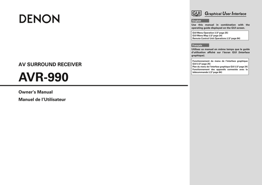 Denon AVR-990 AV Receiver Owner/ User Manual (Pages: 108)
