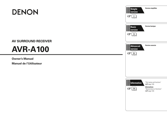 Denon AVR-A100 AV Receiver Owner/ User Manual (Pages: 146)