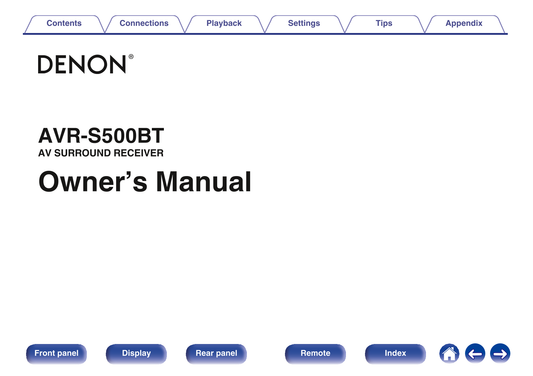 Denon AVR-S500BT AV Receiver Owner/ User Manual (Pages: 124)