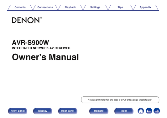 Denon AVR-S900W AV Receiver Owner/ User Manual (Pages: 266)