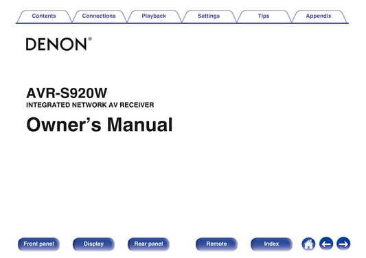 Denon AVR-S920W AV Receiver Owner/ User Manual (Pages: 283)