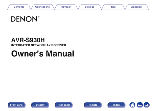 Denon AVR-S930H AV Receiver Owner/ User Manual (Pages: 275)