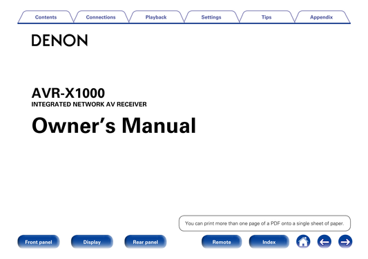 Denon AVR-X1000 AV Receiver Owner/ User Manual (Pages: 207)
