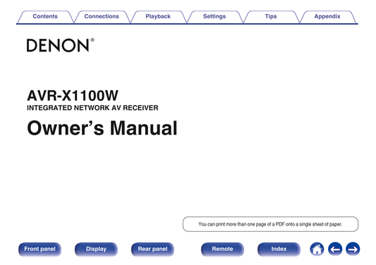 Denon AVR-X1100W AV Receiver Owner/ User Manual (Pages: 259)