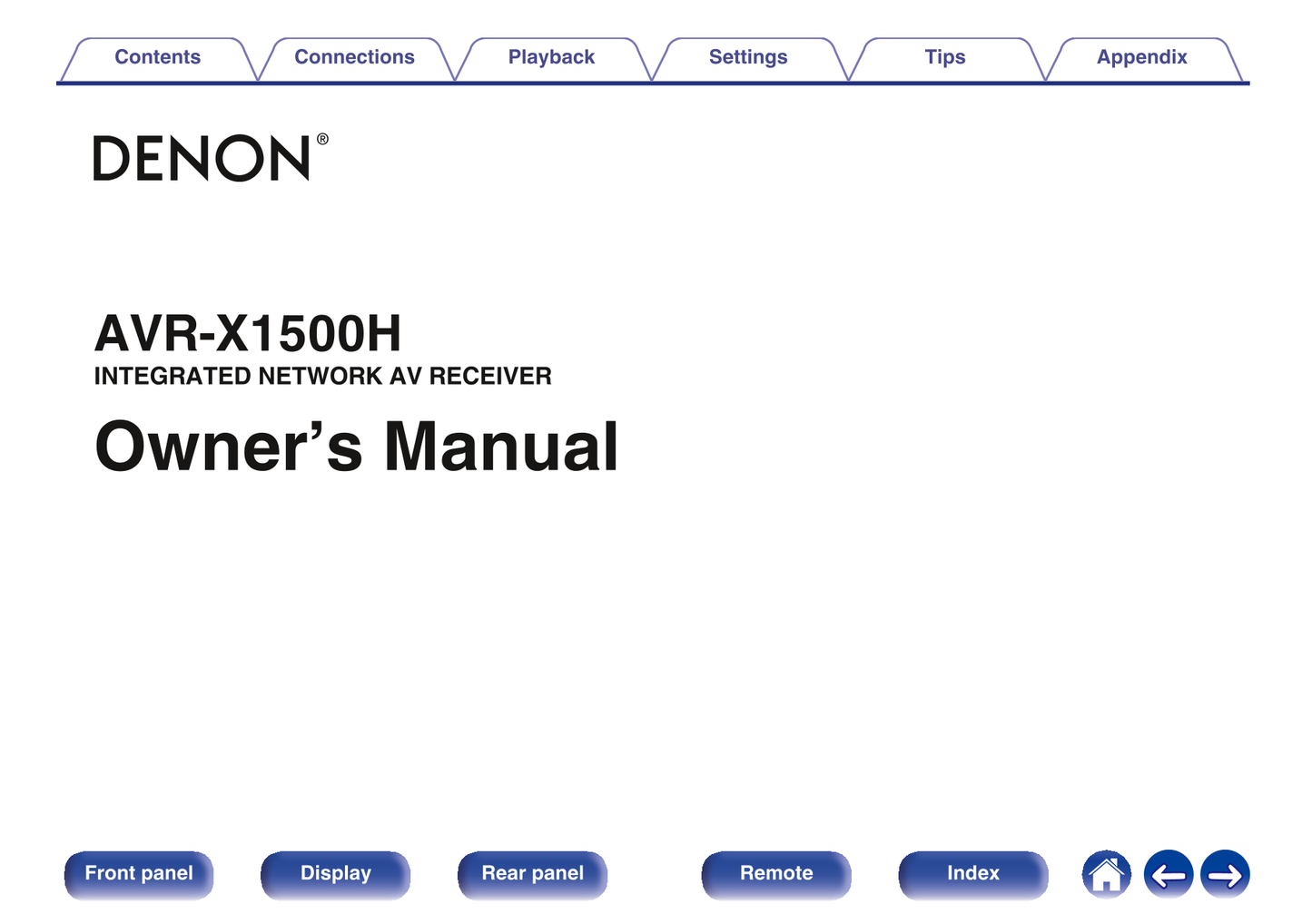 Denon AVR-X1500H AV Receiver Owner/ User Manual (Pages: 278)