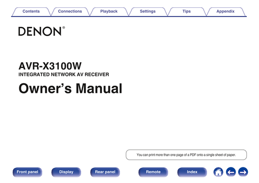 Denon AVR-X3100W AV Receiver Owner/ User Manual (Pages: 282)