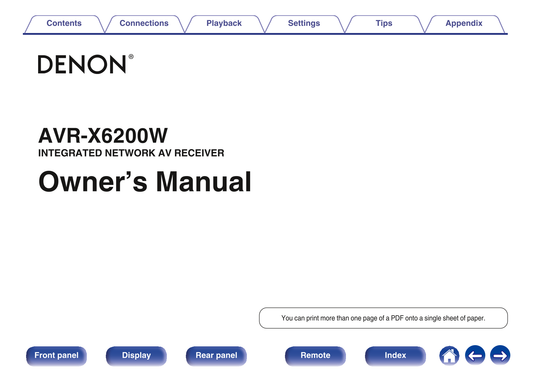 Denon AVR-X6200W AV Receiver Owner/ User Manual (Pages: 363)