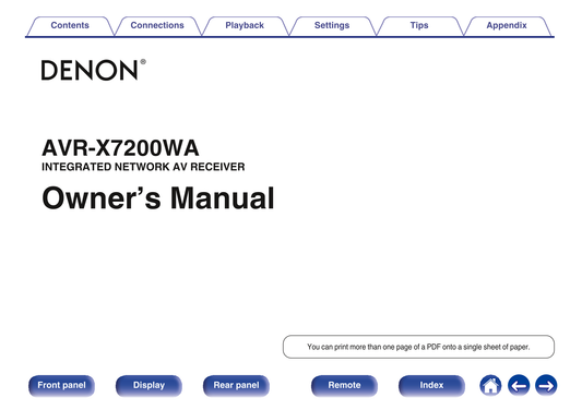 Denon AVR-X7200WA AV Receiver Owner/ User Manual (Pages: 383)