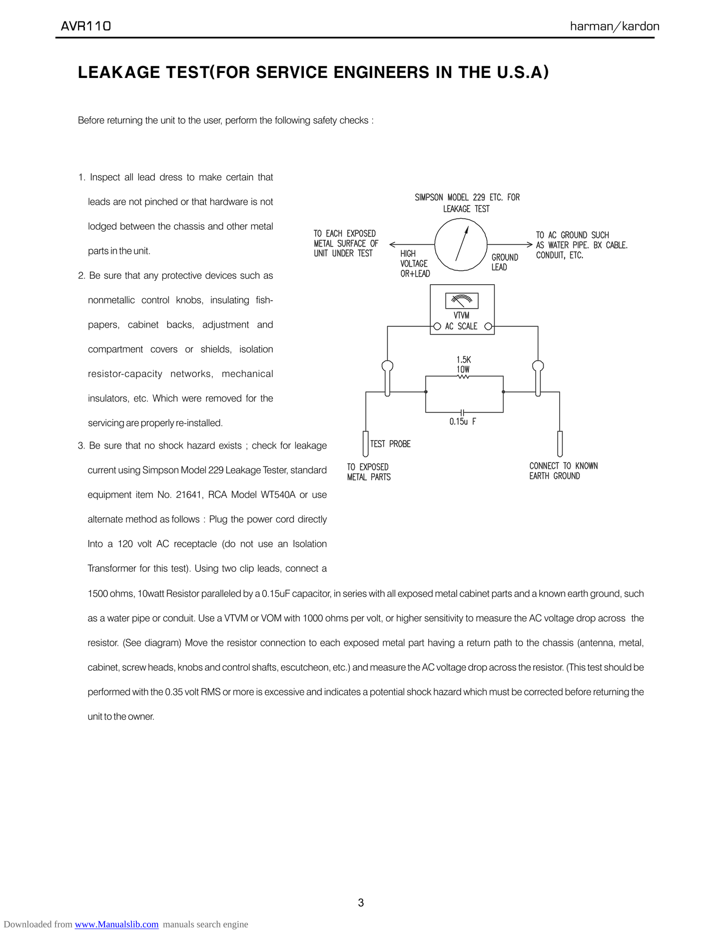 Harman/ Kardon AVR110 AV Receiver Service Manual (Pages: 127)