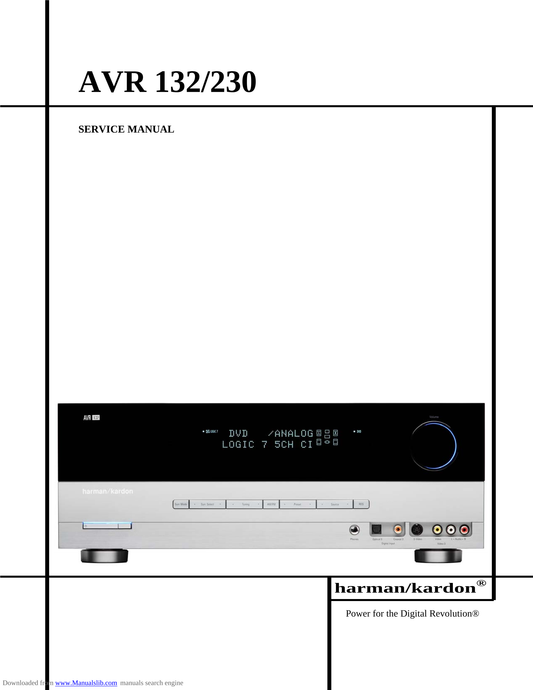 Harman/ Kardon AVR132/230 AV Receiver Service Manual (Pages: 67)