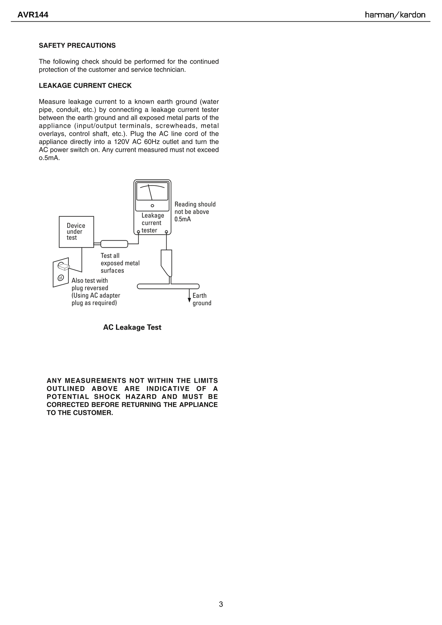 Harman/ Kardon AVR144 Audio/ Video Receiver Service Manual (Pages: 158)