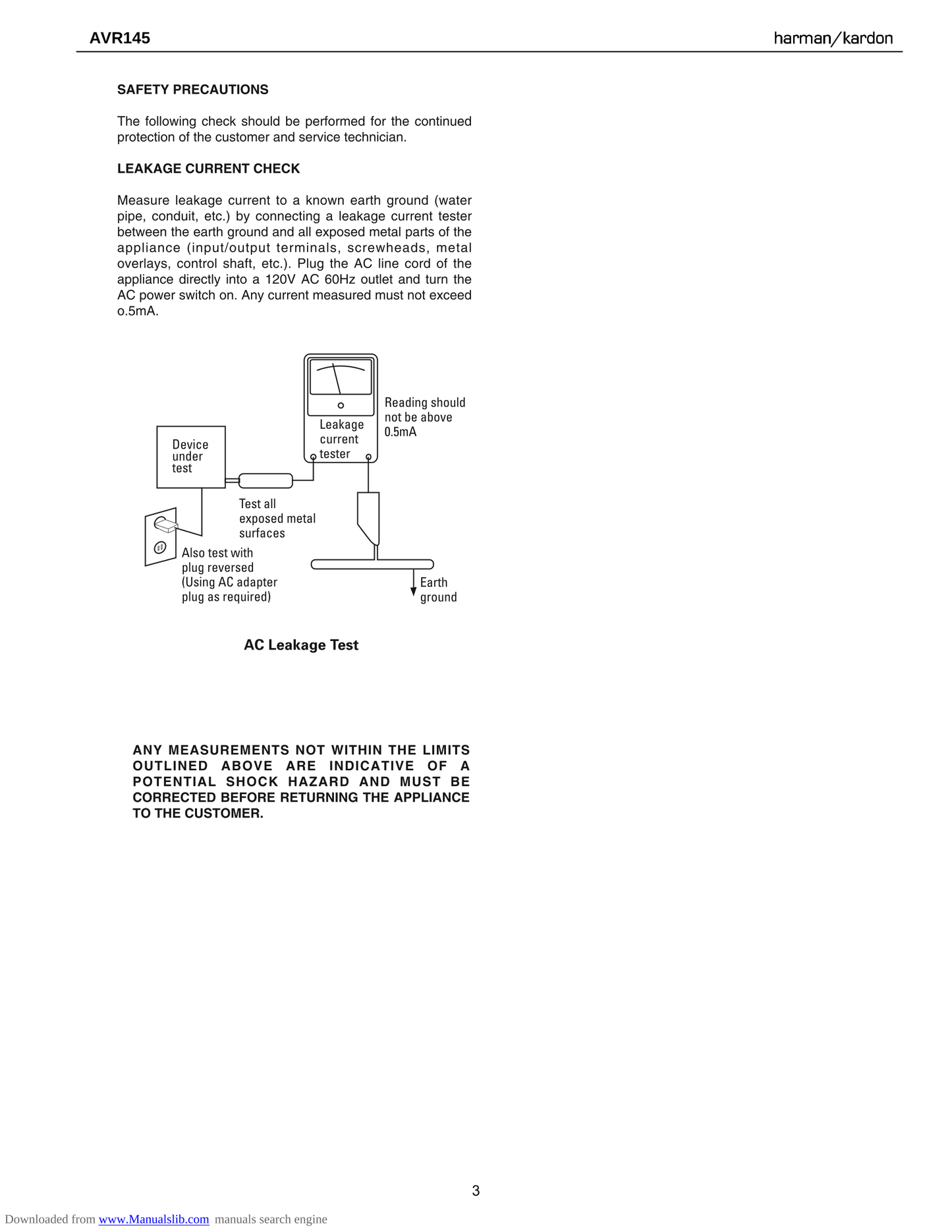 Harman/ Kardon AVR145 AV Receiver Service Manual (Pages: 151)